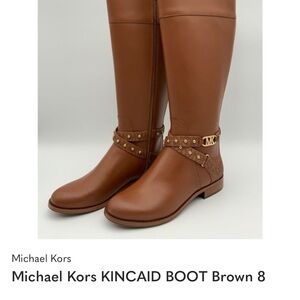Michael Kors Tan Knee-High Boots with Gold Details